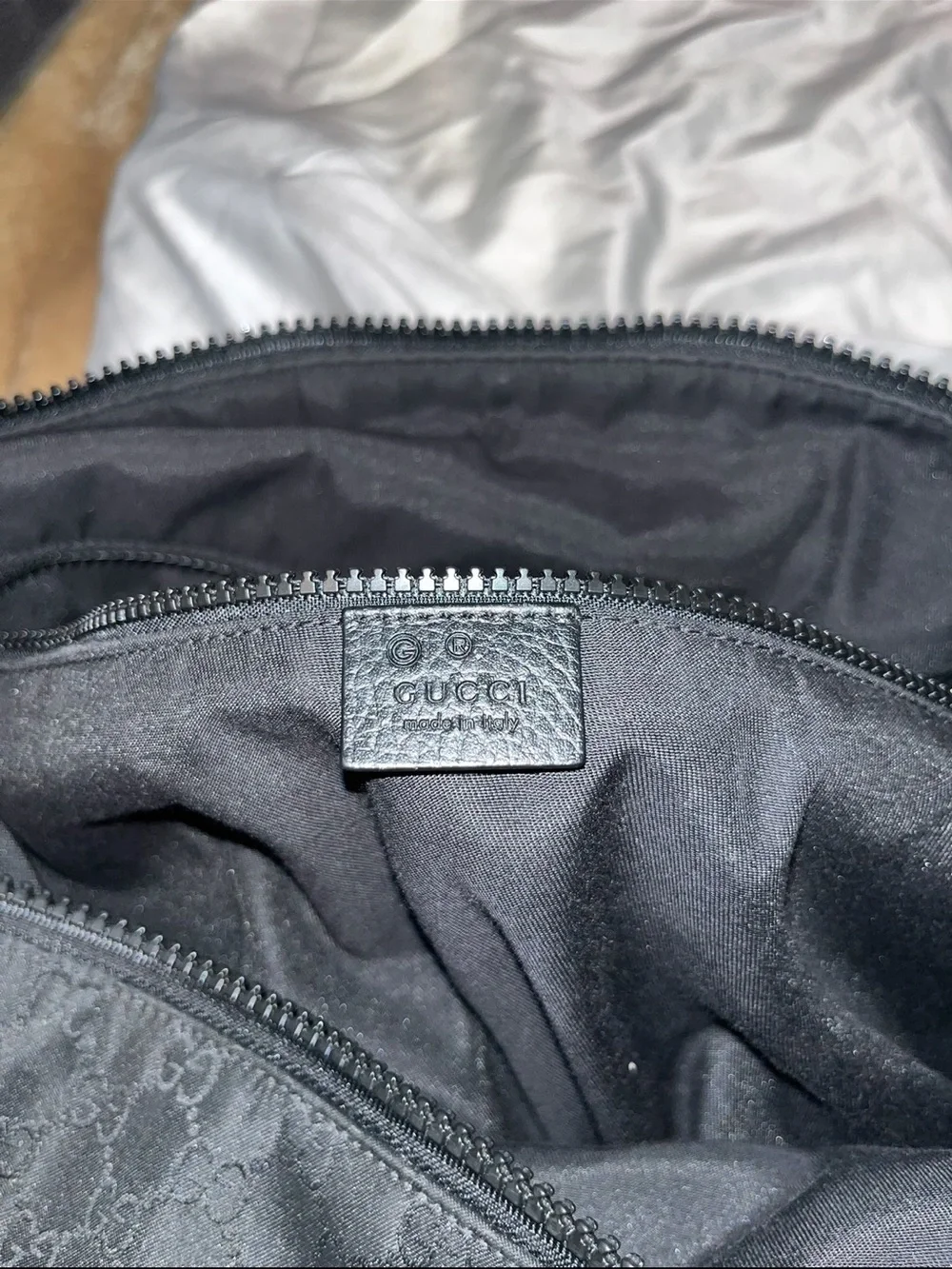 Gucci Black GG Canvas Duffel Bag with Web Stripes